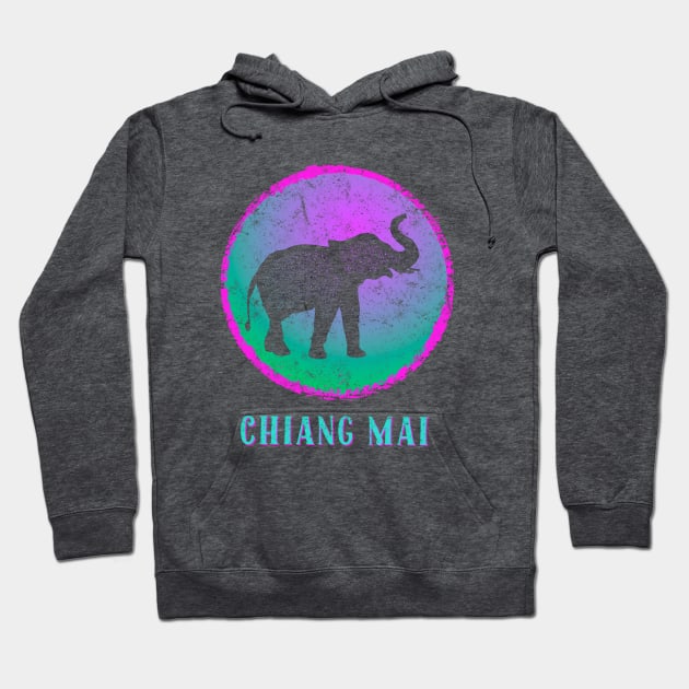 Chiang Mai Thailand Colorful Weathered Elephant Hoodie by Pine Hill Goods